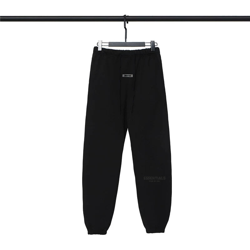 Fog Essentials Black Signature Joggers – Dark Relaxed Fit Hip-Hop Street Style
