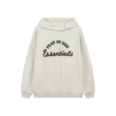 Fog Essentials Curved Arch Logo Oatmeal Heather Oversized Pullover Hoodie