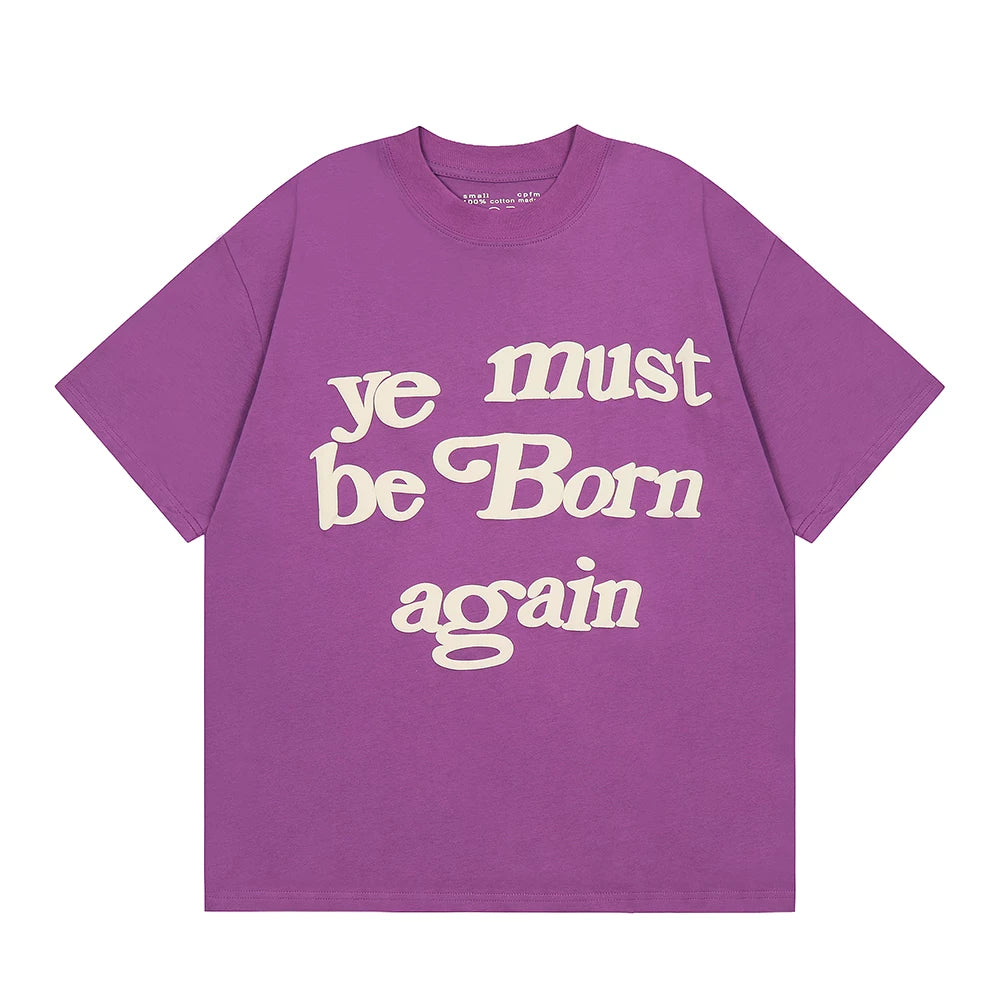 Kanye Ye Must Be Born Again Bright Purple Oversized Street‑Style T‑Shirt