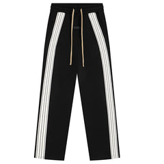 Fog Essentials Black Side‑Stripe Straight‑Leg Streetwear Sweatpants Casual Trousers