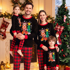 Cross border European and American Christmas autumn/winter parent-child fashion printed contrasting long sleeved pants family two-piece set pajamas