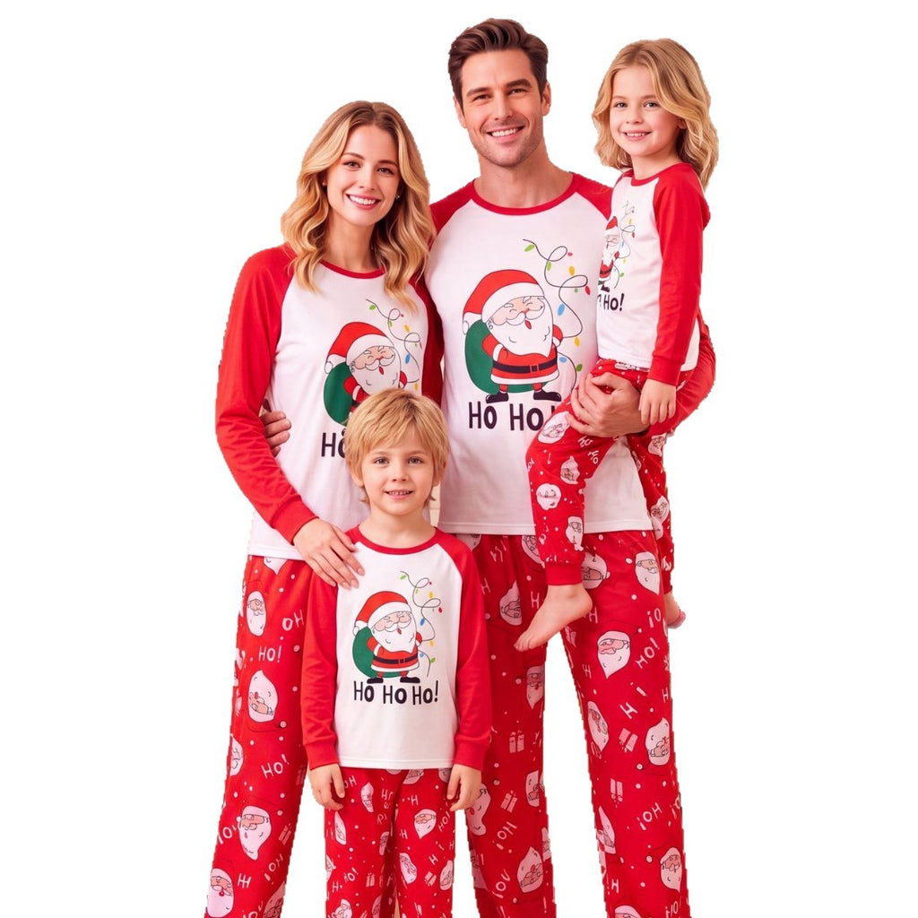 New Year's European and American parent-child outfit, full home decoration for autumn, winter, Christmas, family of three and four, home suit set for mother and daughter, pajamas