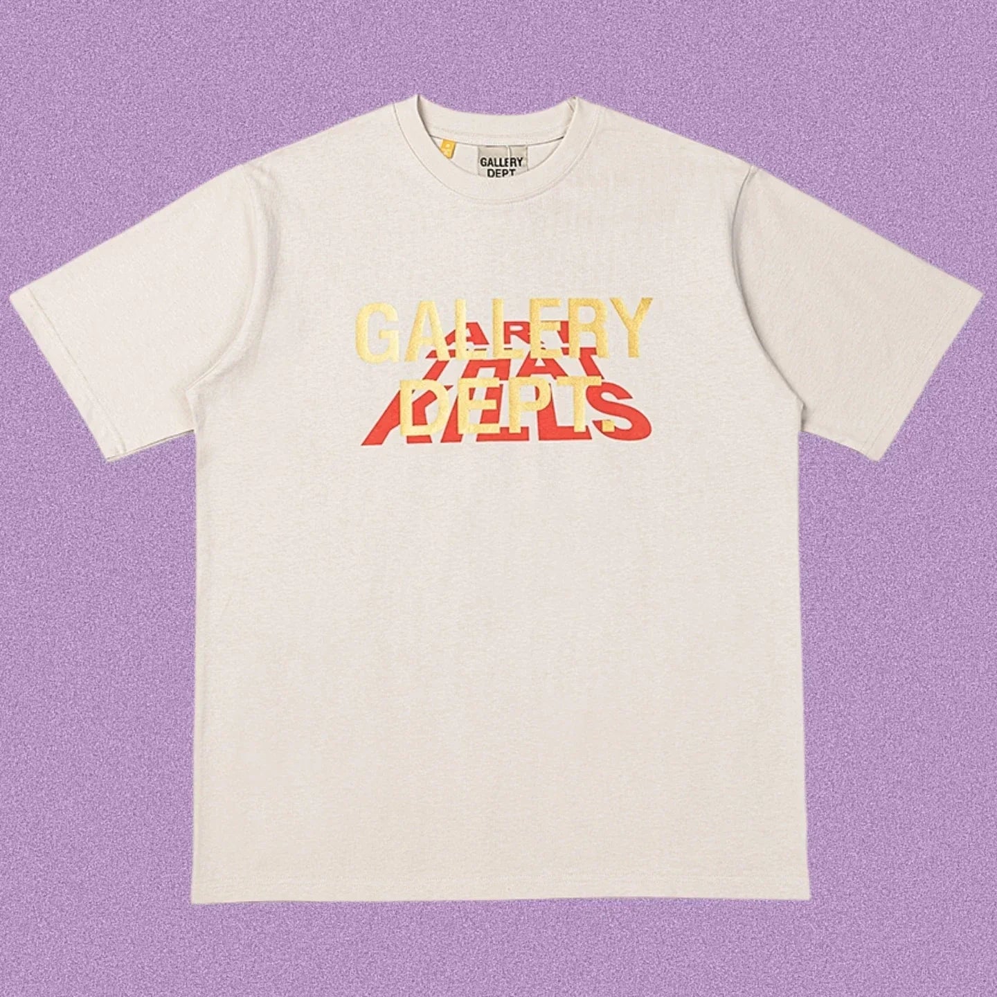 Gallery Dept. Layered Typography Short Sleeve T-Shirt - Cream/Red-Yellow