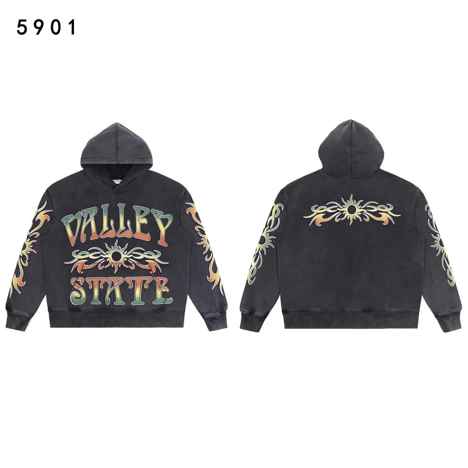 Valleydream Black Valley State Graphic Vintage Hoodie