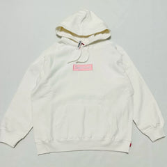 Supreme White Box‑Logo Pullover Hoodie Pink Chest Patch Logo Oversized Street Sweatshirt