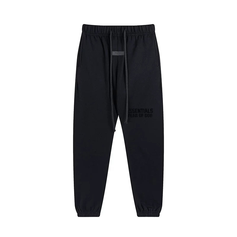 Fog Essentials Black Signature Jogger Pants – Dark Streetwear Loose Fit