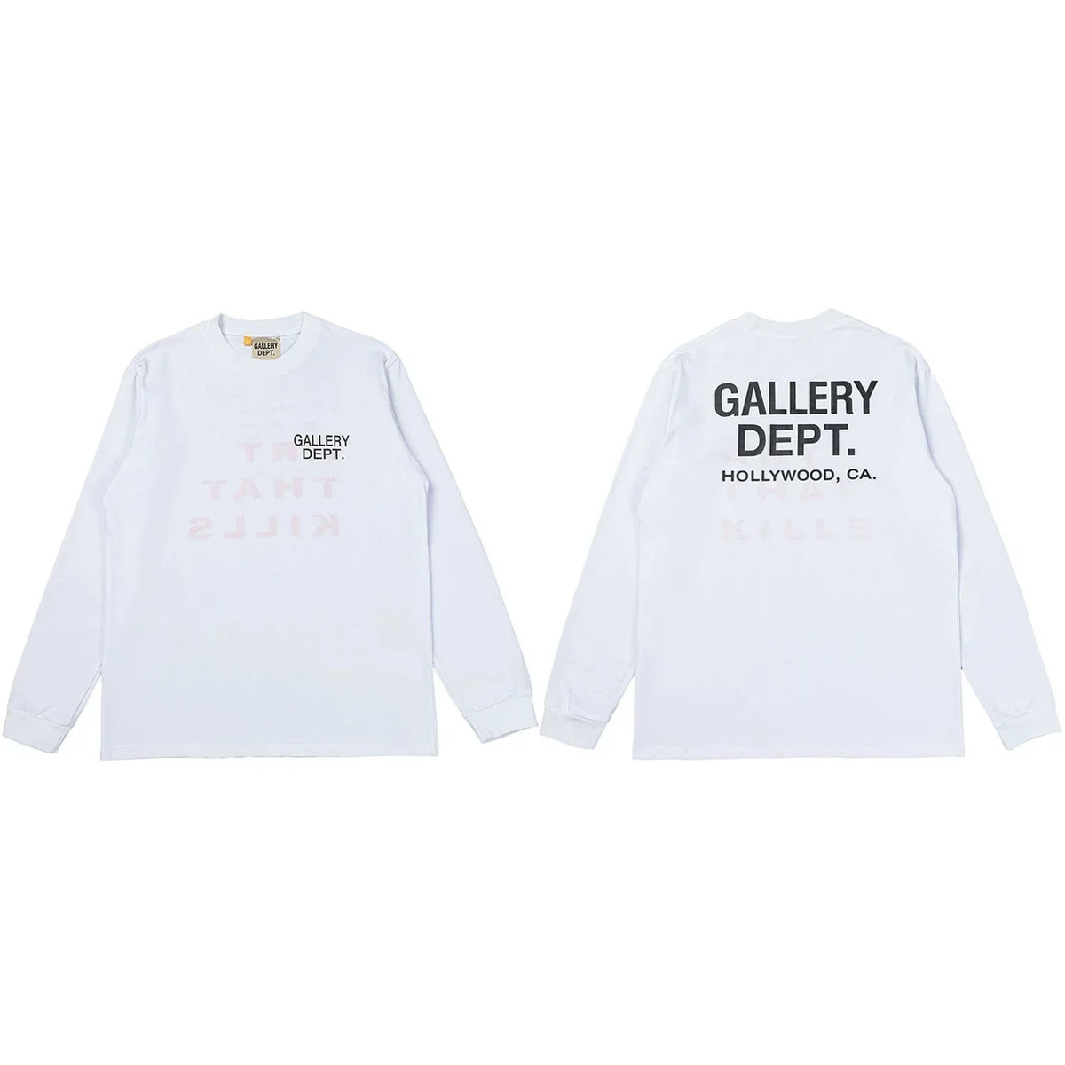 Gallery Dept. Hollywood Logo Long Sleeve T-Shirt - White/Faint Red