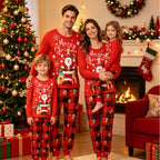 European and American Cross border Christmas Home Clothing Parent Child Long Sleeve Family of Four Christmas Day Pajama Set