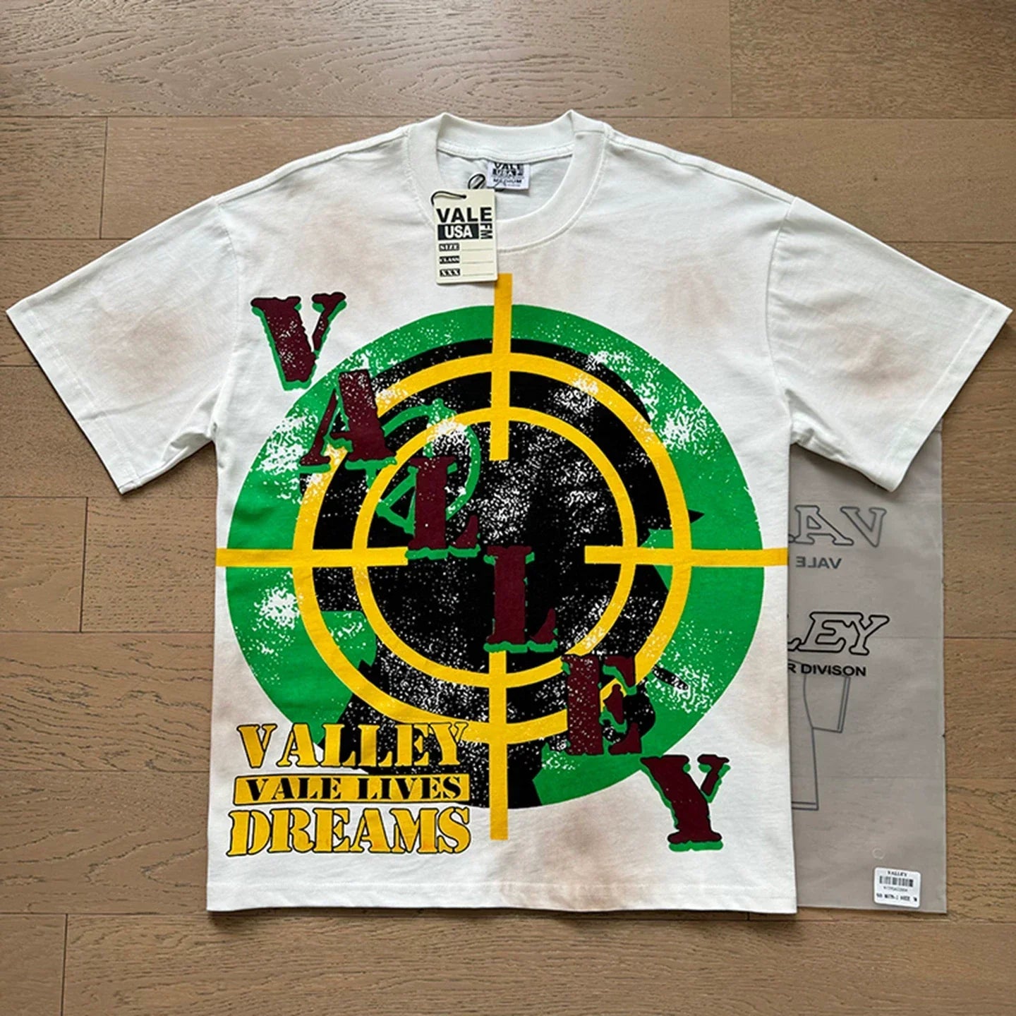 VALEFOREVER White Target Ring Valley Dreams Retro Graphic Short Sleeve T-Shirt