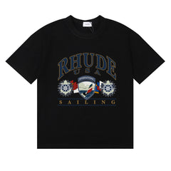 Rhude USA International Sailing Nautical Crest Graphic Short Sleeve T-Shirt