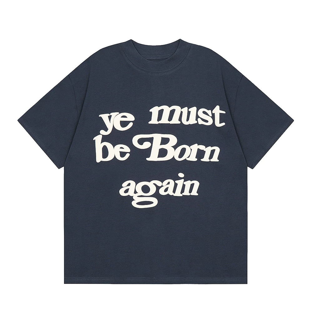 Kanye Ye Must Be Born Again Navy Blue Oversized Graphic T‑Shirt
