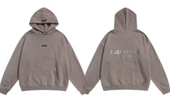 Fog Essentials Muted Dark‑Tone Back Print Hoodie, Drop‑Shoulder Cozy Loose Sweatshirt