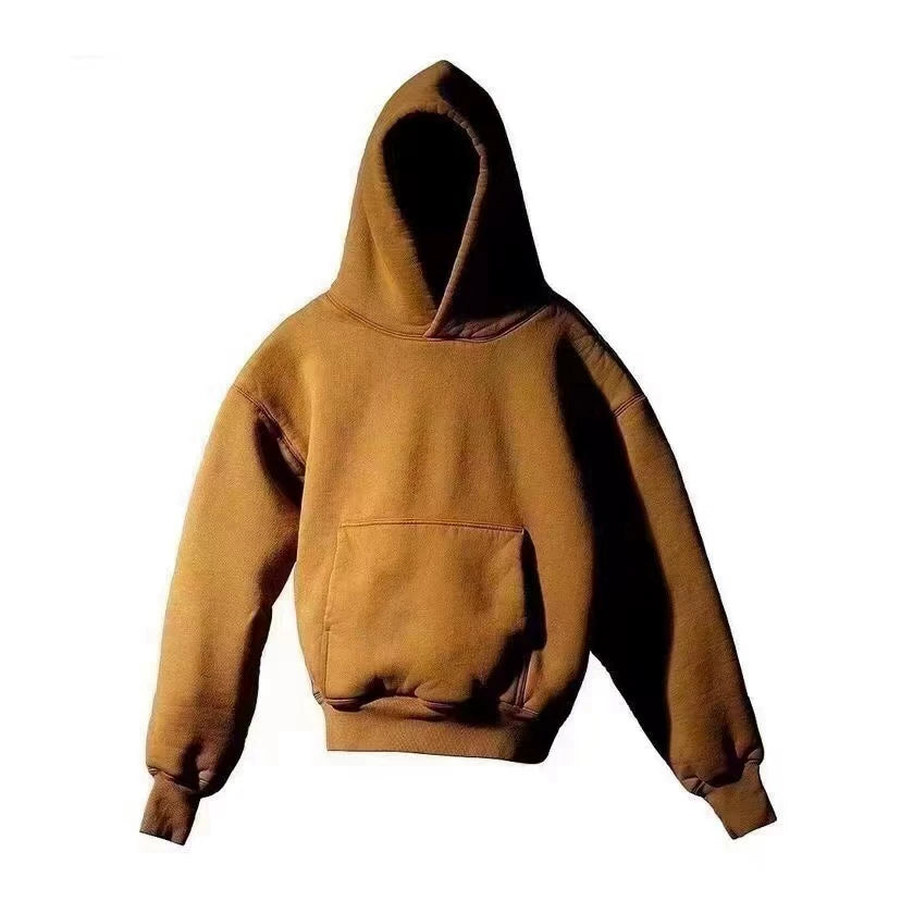 Kanyeyeezy Solid Mustard Yellow Oversized Cropped Hoodie