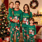 Amazon's new Christmas European and American parent-child family pajamas set, fashionable round neck printed trendy mother and child home clothes