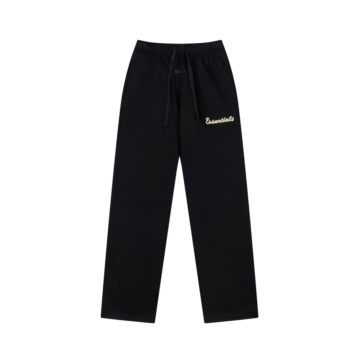Fog Essentials Contrast Cream Logo Black Straight‑Leg Unisex Sweatpants