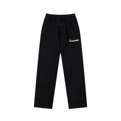 Fog Essentials Contrast Cream Logo Black Straight‑Leg Unisex Sweatpants