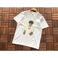 Supreme White Rapper Portrait Graphic Printed Short‑Sleeve T‑Shirt Street‑Wear Tee