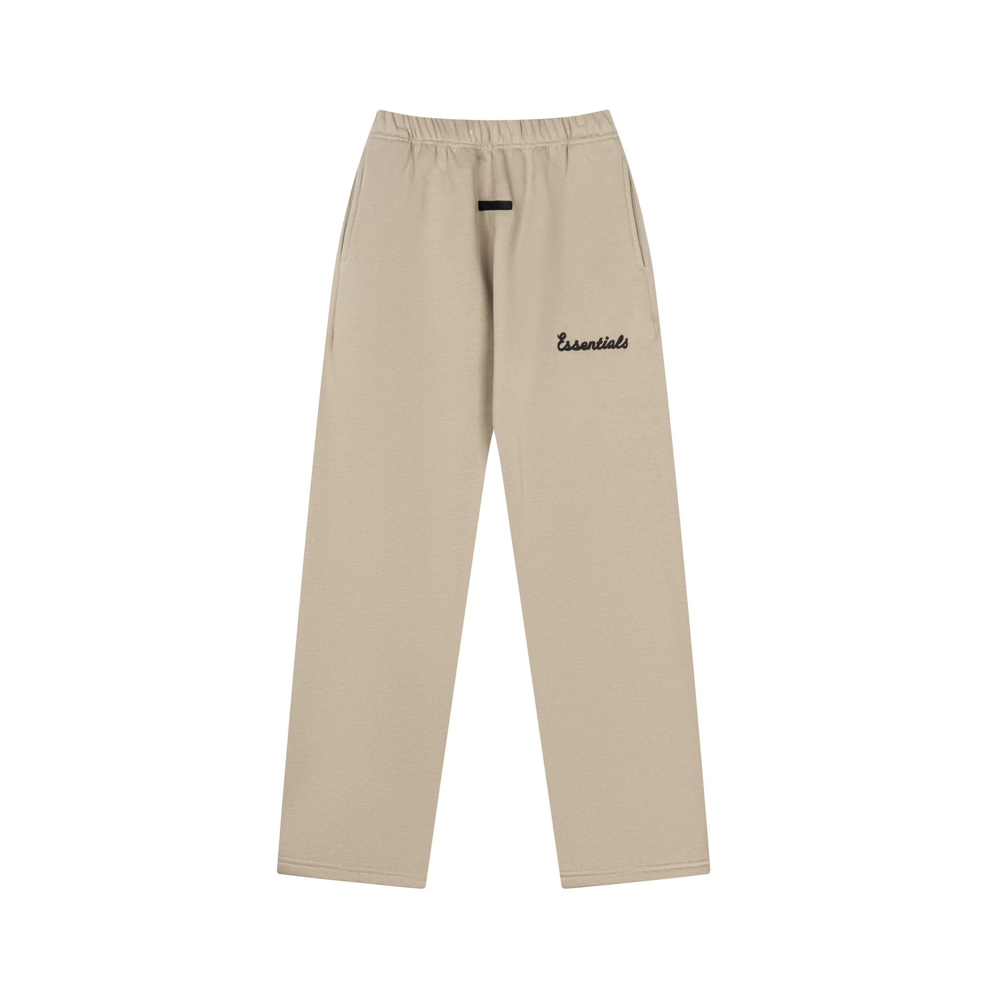 Fog Essentials Light Khaki Minimalist Straight‑Cut Drawstring Sweatpants