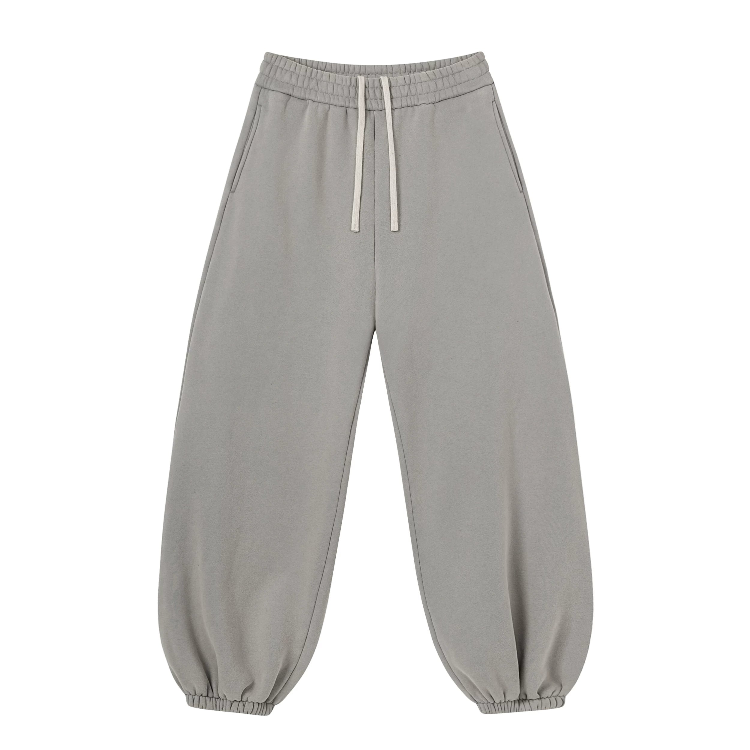 Kanye Light Grey Relaxed Balloon‑Leg Jogger Pants Elastic Waist Streetwear Sweatpants