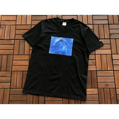 Supreme Black Shark Square Graphic Printed T‑Shirt Casual Hip‑Hop Short‑Sleeve Top