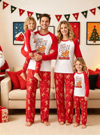 European and American Amazon Christmas Autumn/Winter Parent Child Pajama Printed Fashion Round Neck Long Sleeve Parent Child Home Clothes Set