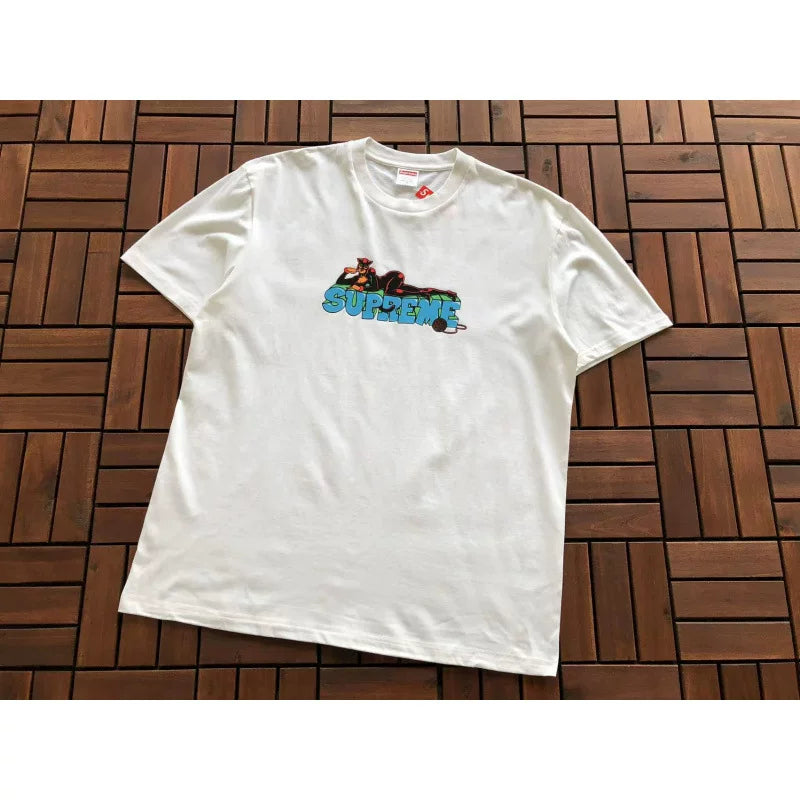 Supreme White Multicolor Art Logo Short‑Sleeve T‑Shirt Hip‑Hop Street‑Wear Tee