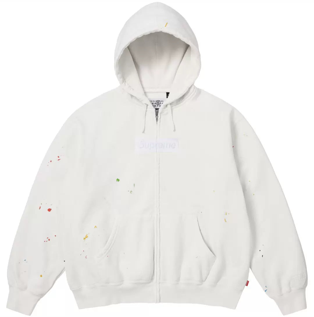 Supreme Off‑White Box‑Logo Zip‑Up Hoodie Colorful Paint‑Splatter Oversized Sweat Jacket