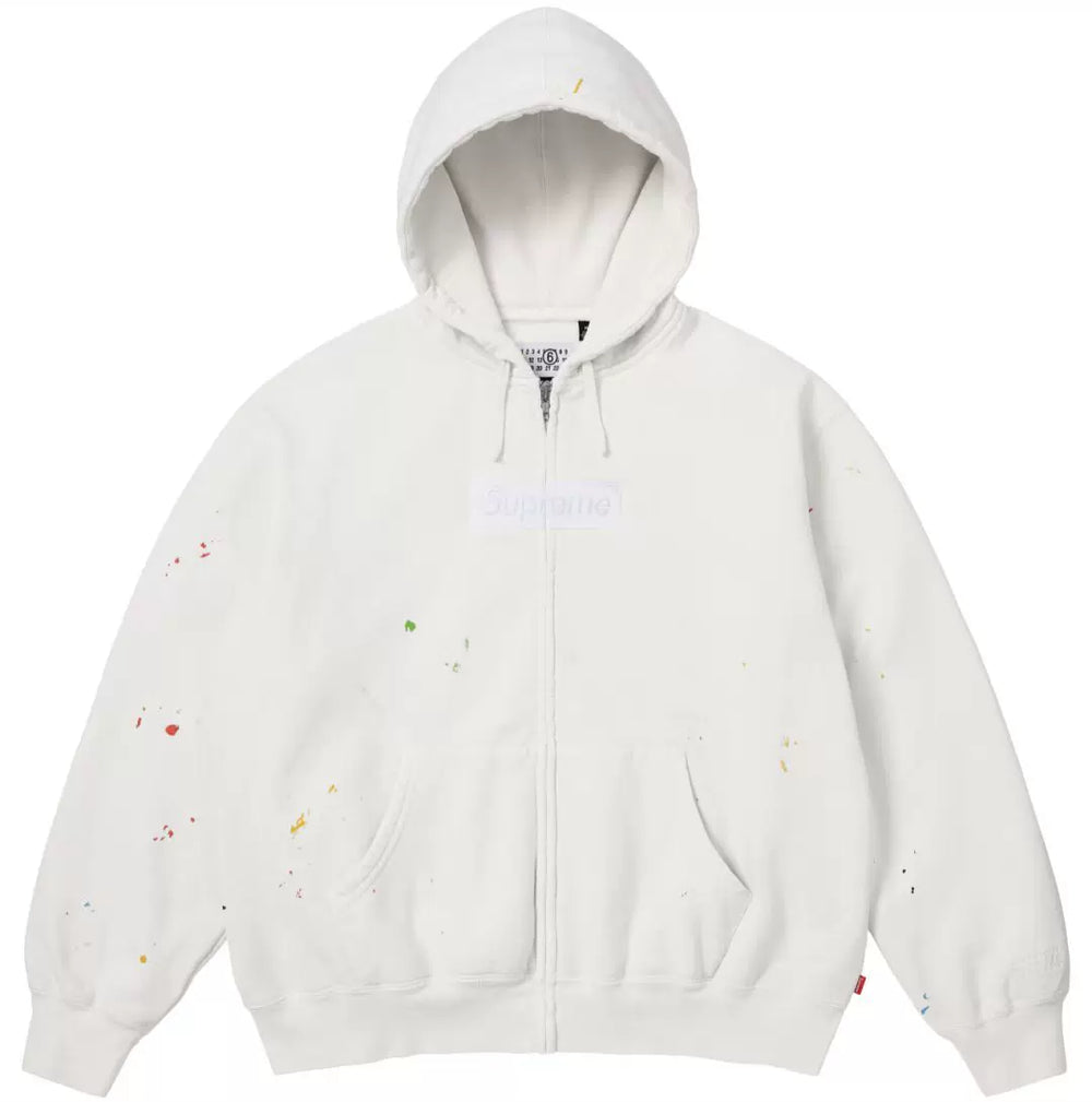 Supreme Off‑White Box‑Logo Zip‑Up Hoodie Colorful Paint‑Splatter Oversized Sweat Jacket