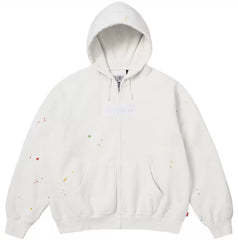 Supreme Off‑White Box‑Logo Zip‑Up Hoodie Colorful Paint‑Splatter Oversized Sweat Jacket