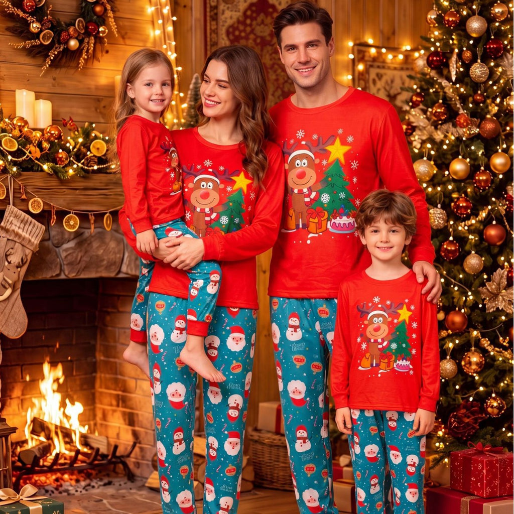 New Christmas Printed Parent Child Long Sleeve Pajama Set Home Clothes Christmas Matching Pajamas