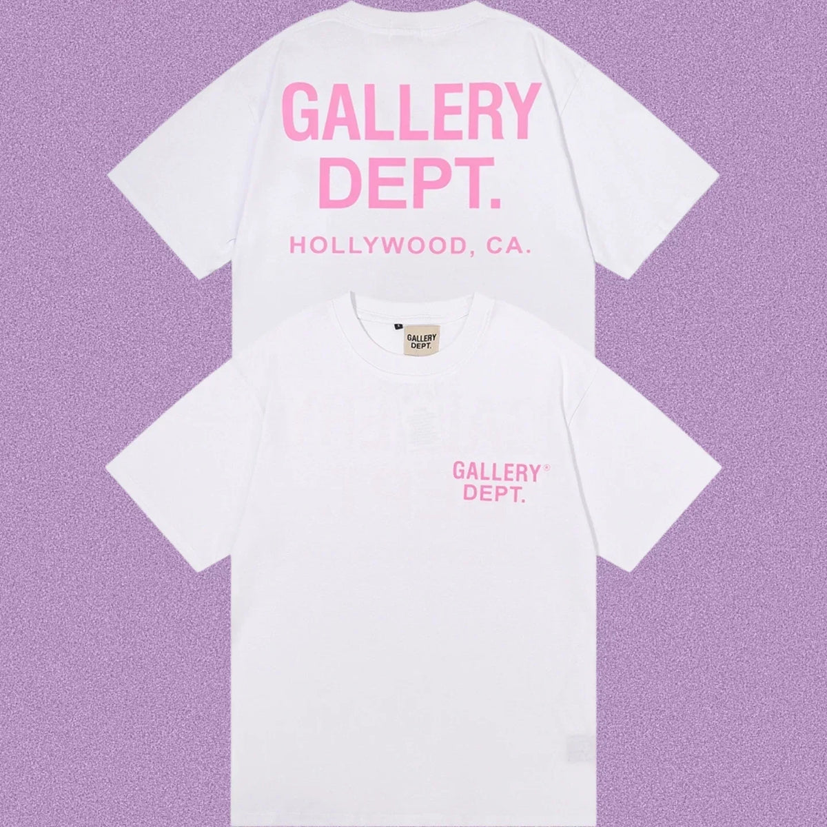 Gallery Dept. Hollywood Logo Short Sleeve T-Shirt - White/Pink