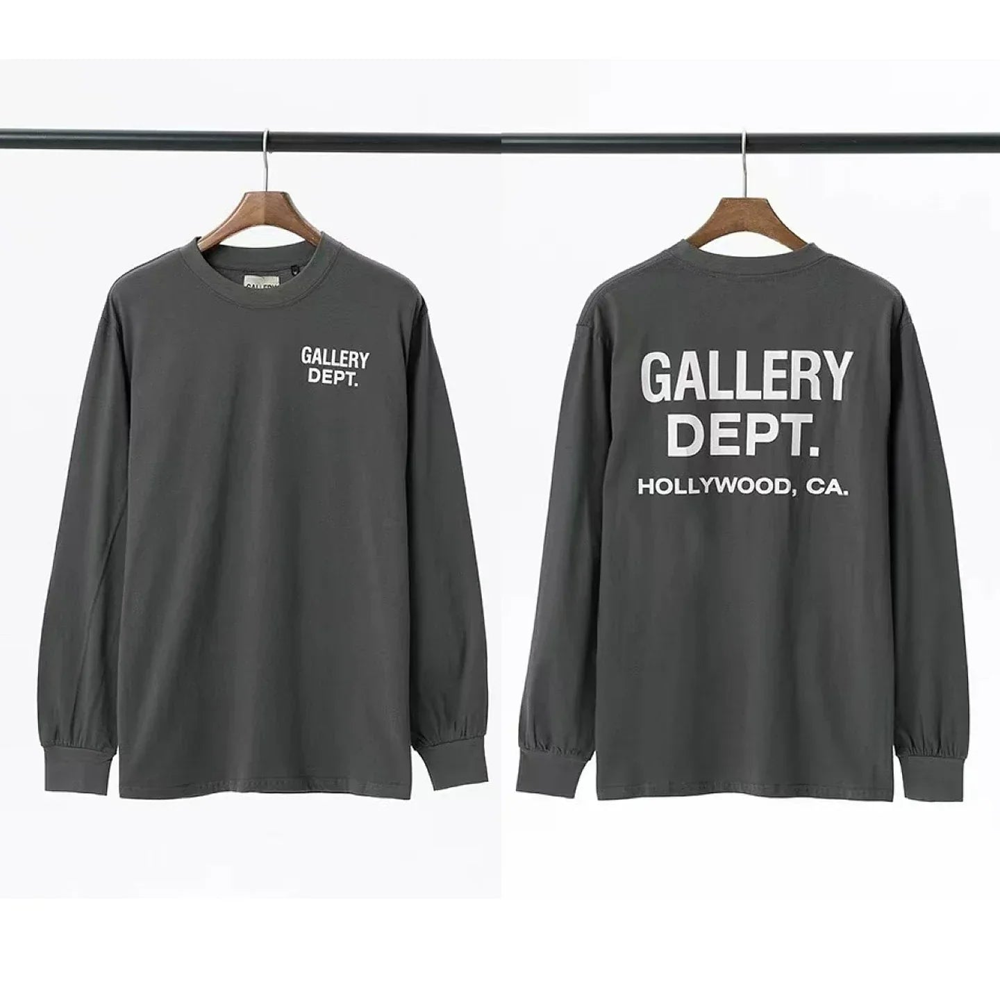Gallery Dept. Hollywood Logo Long Sleeve T-Shirt - Charcoal Grey