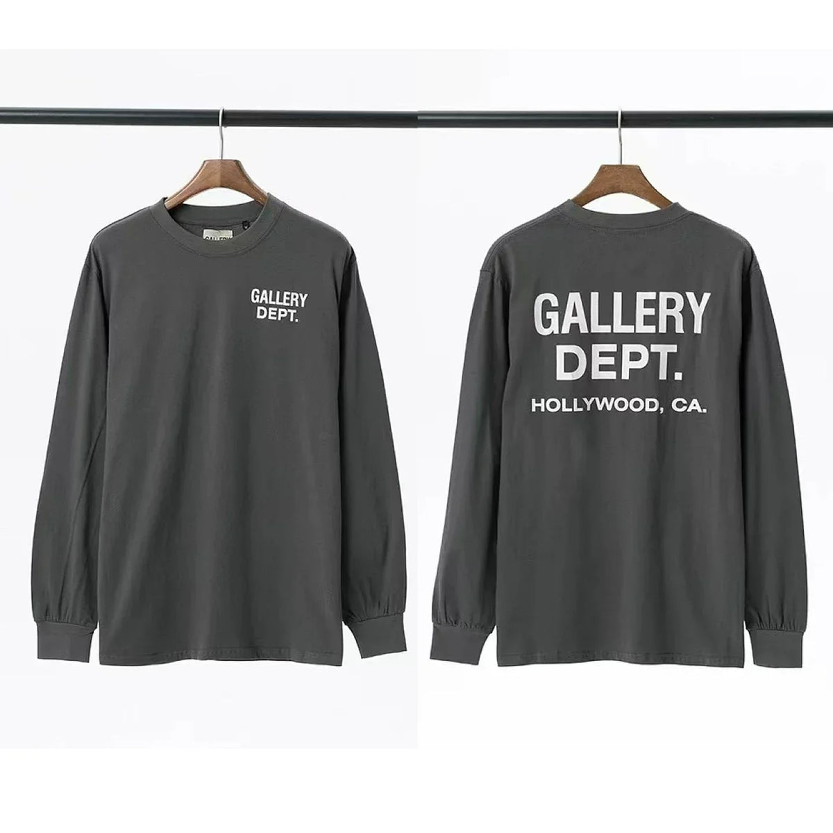 Gallery Dept. Hollywood Logo Long Sleeve T-Shirt - Charcoal Grey