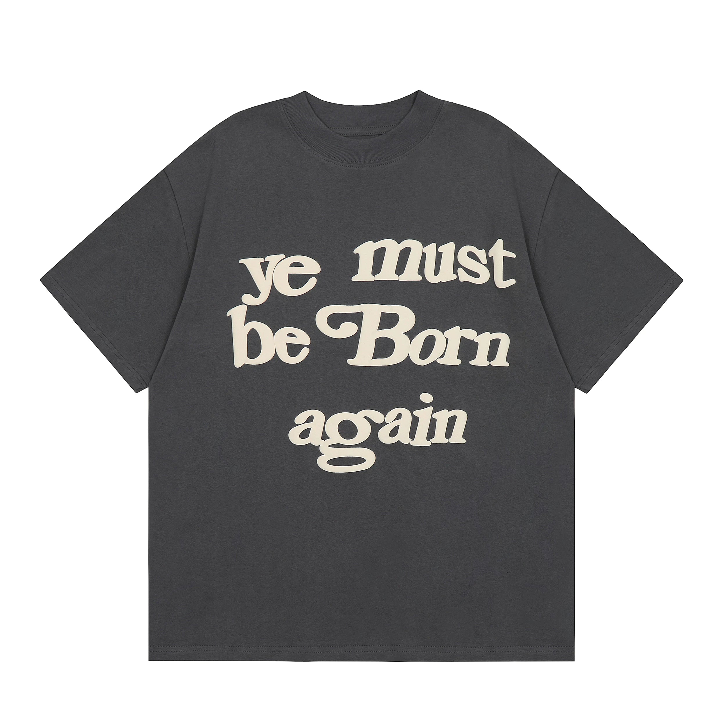 Kanye Ye Must Be Born Again Washed Dark Grey Vintage Loose‑Fit T‑Shirt
