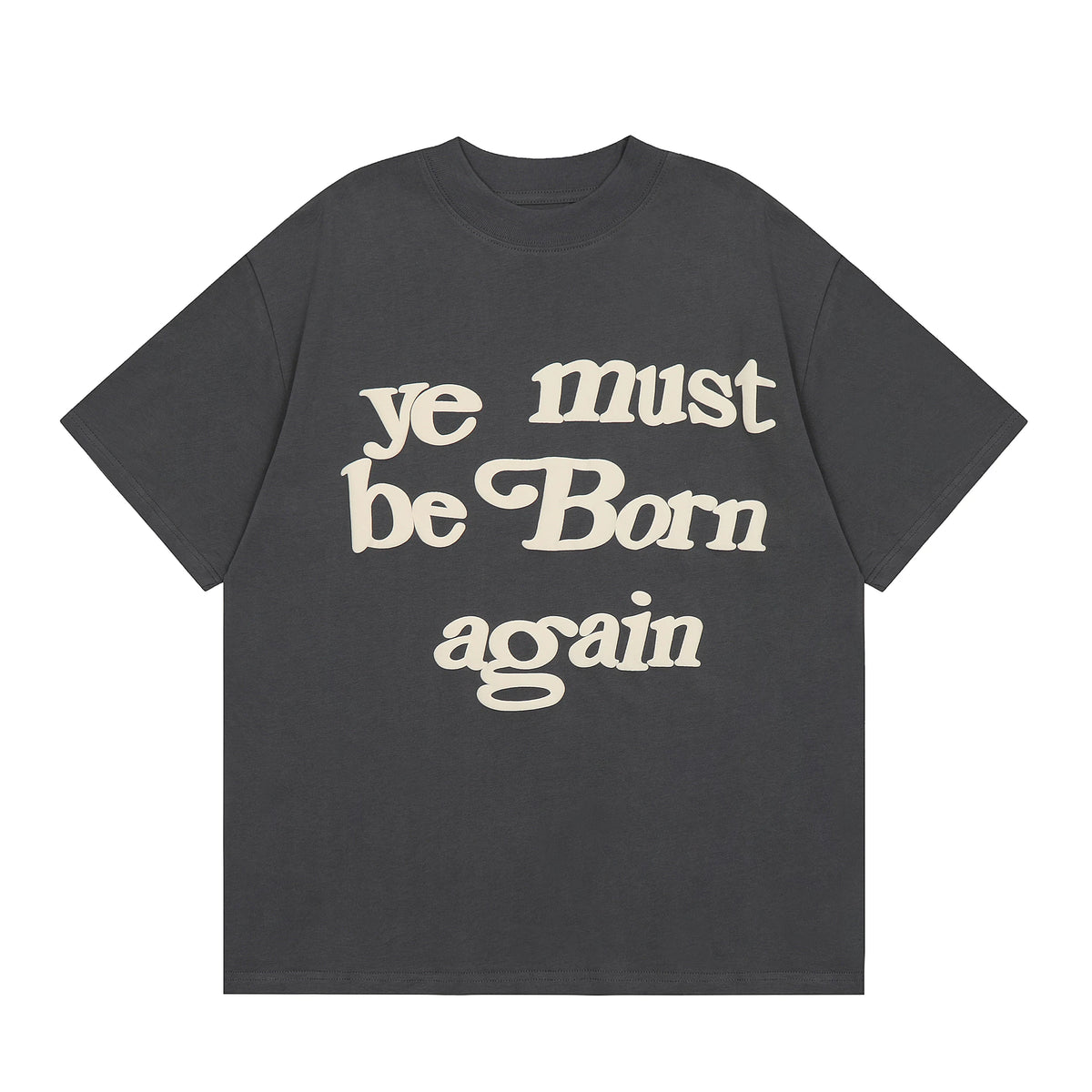 Kanye Ye Must Be Born Again Washed Dark Grey Vintage Loose‑Fit T‑Shirt