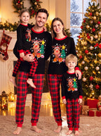 Cross border European and American Christmas autumn/winter parent-child fashion printed contrasting long sleeved pants family two-piece set pajamas