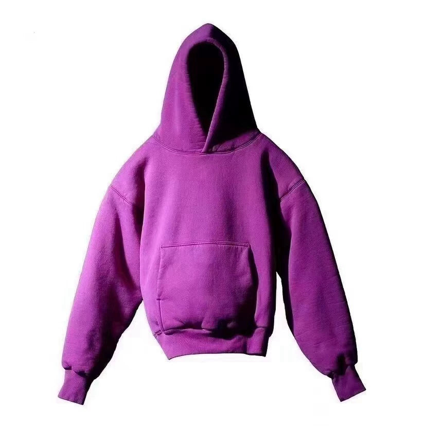 Kanyeyeezy Solid Purple Oversized Cropped Hoodie