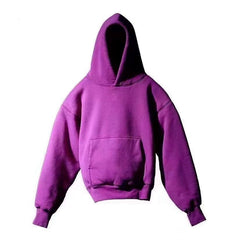 Kanyeyeezy Solid Purple Oversized Cropped Hoodie