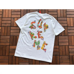 Supreme White Colorful Star Back Print Short‑Sleeve T‑Shirt Street‑Wear Tee