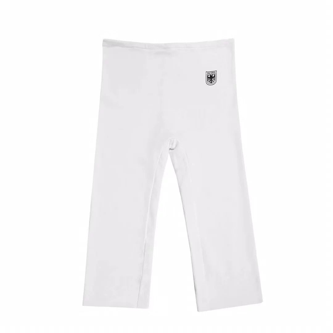 Kanye White Straight‑Leg Elastic‑Waist Casual Sweat Pants