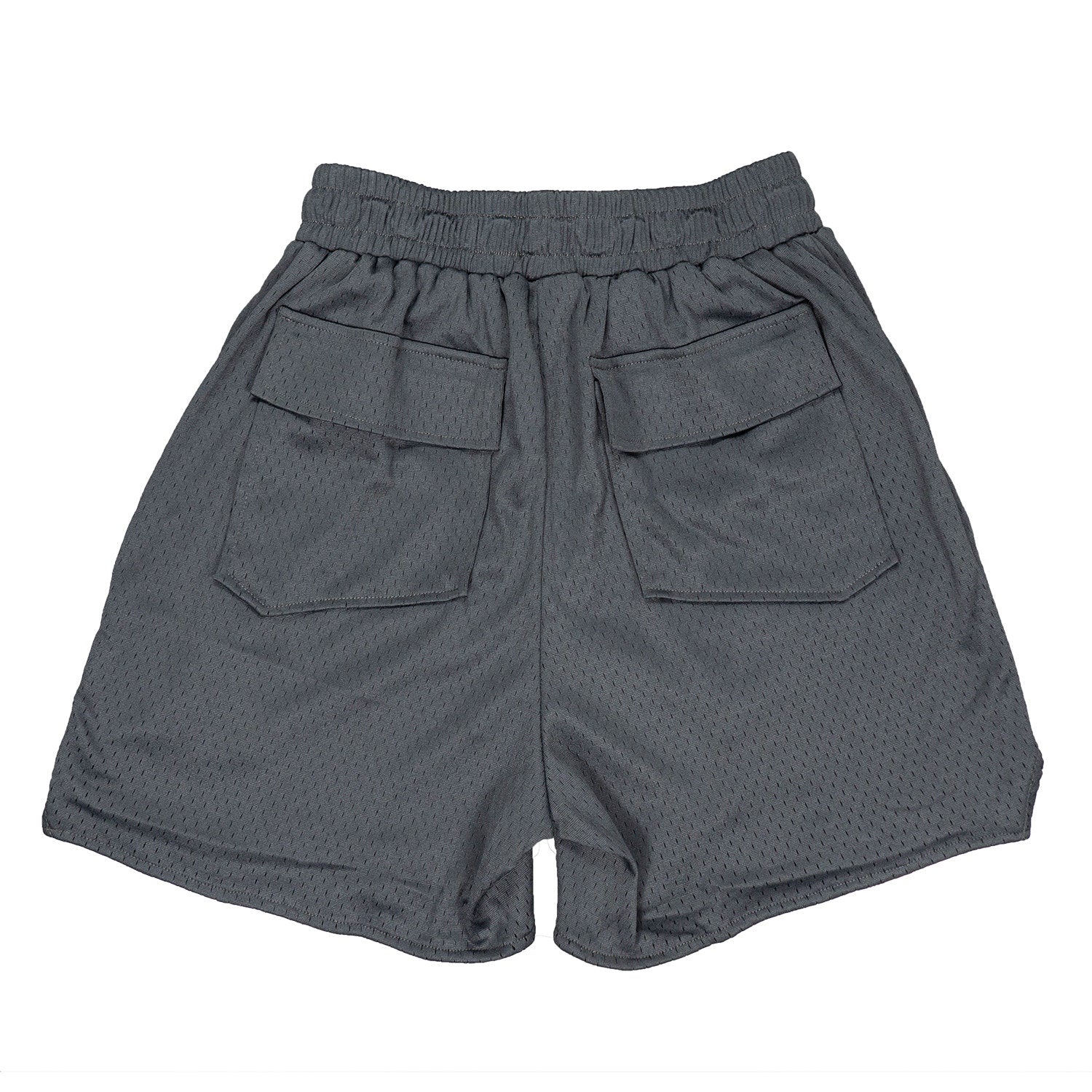 Rhude Large Logo Applique Mesh Streetwear Drawstring Dark Grey Shorts