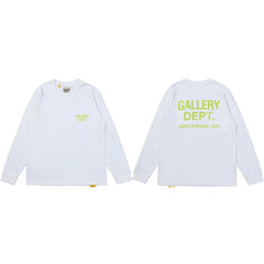 Gallery Dept. Hollywood Logo Long Sleeve T-Shirt - White/Neon Yellow