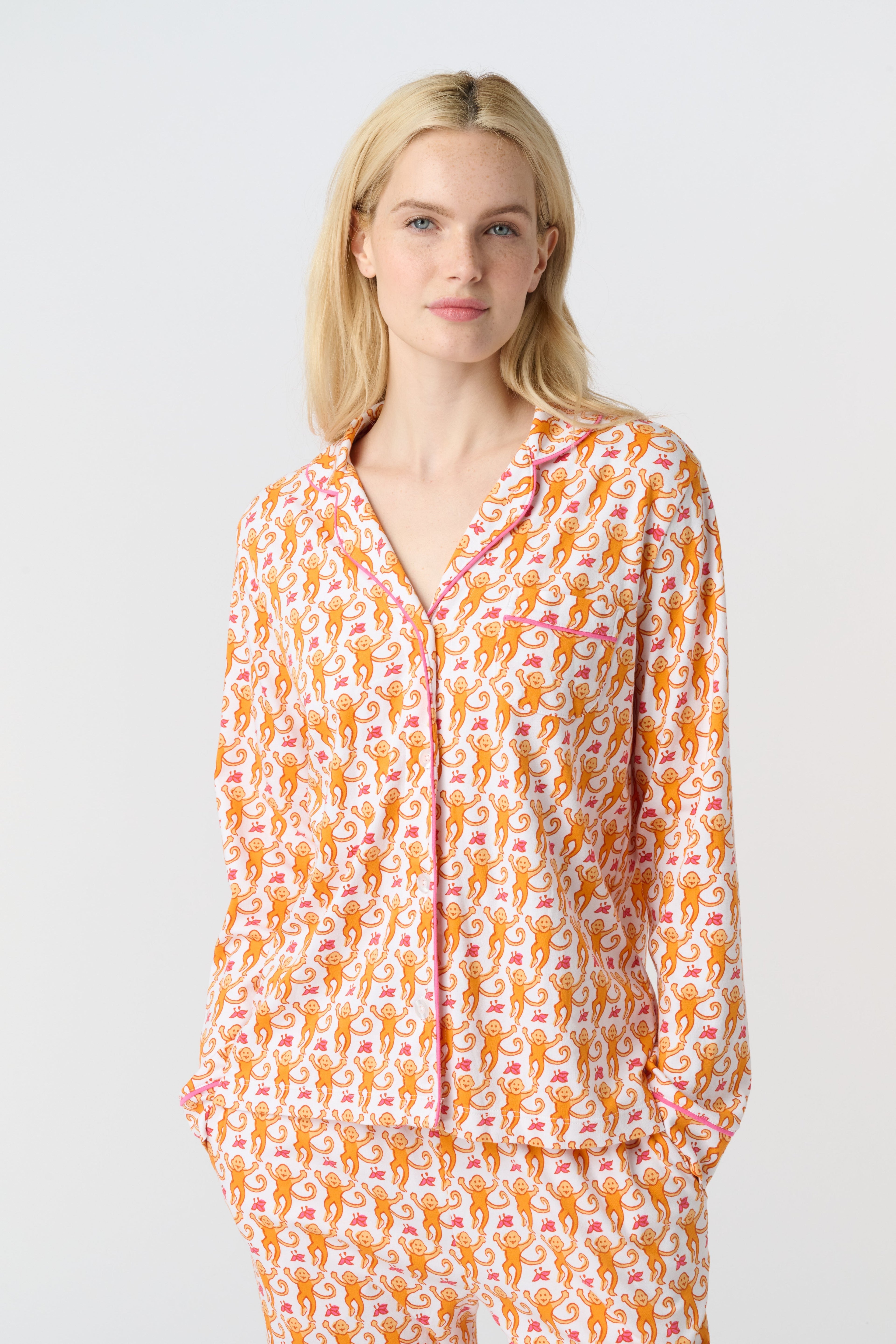 Monkey Long Sleeve Polo Pajamas