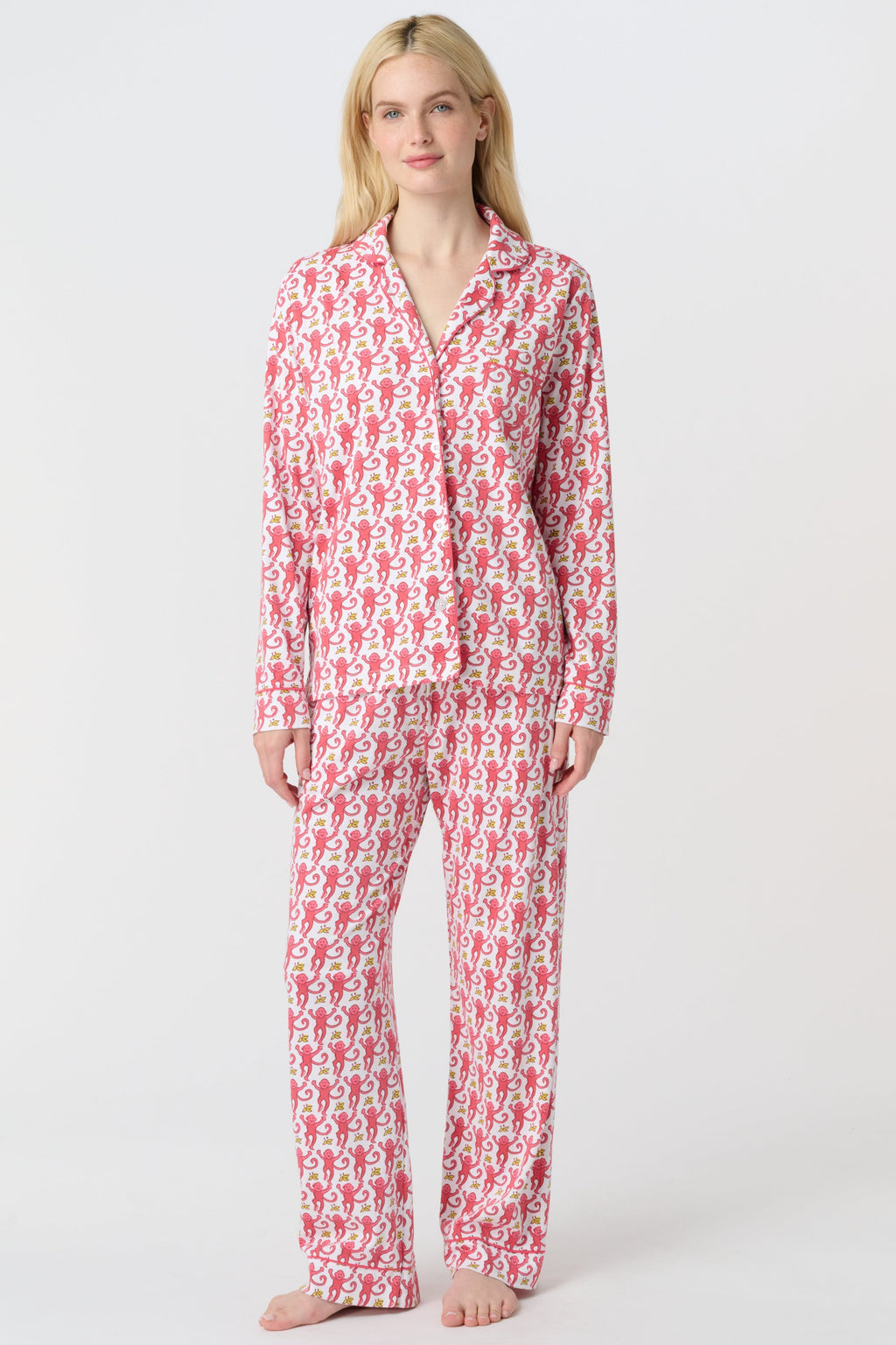 Monkey Long Sleeve Polo Pajamas