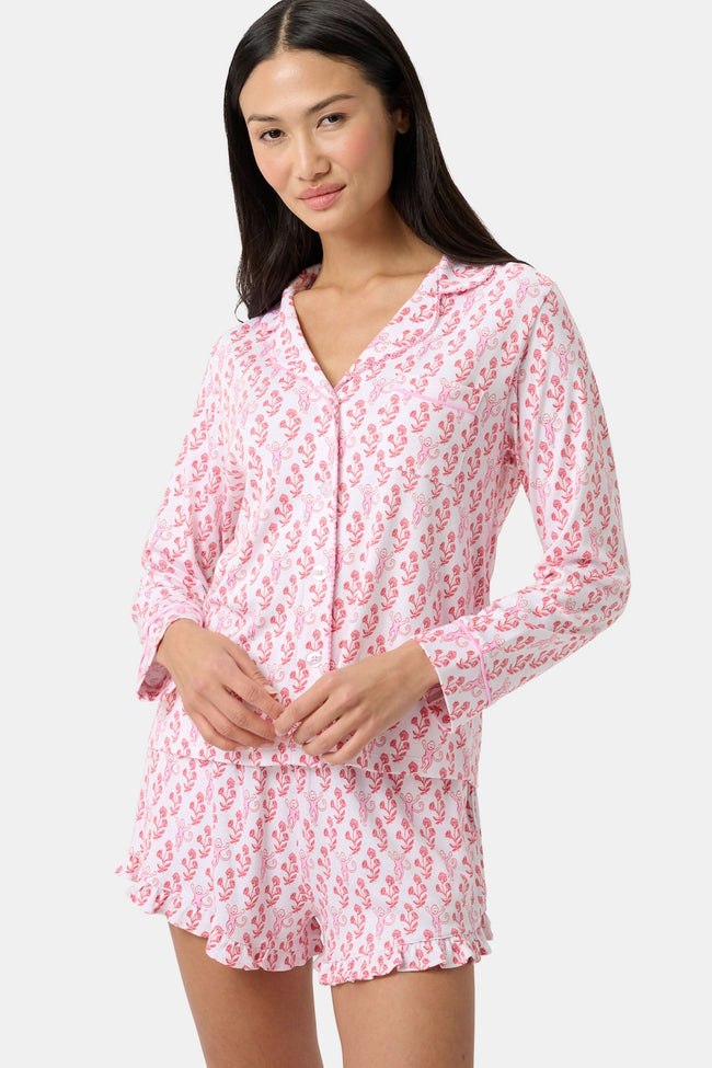 Rosa Ditsy Monkey Hayden Pajamas Hover Image