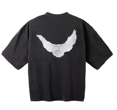 Kanye Black Washed Oversized Short‑Sleeve T‑Shirt Back Dove Graphic