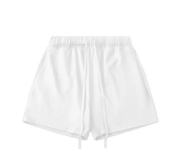 Kanye White Solid‑Color Drawstring Loose‑Fit Casual Sweat Shorts
