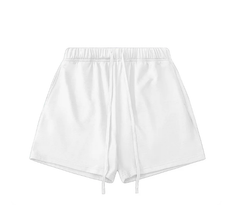 Kanye White Solid‑Color Drawstring Loose‑Fit Casual Sweat Shorts