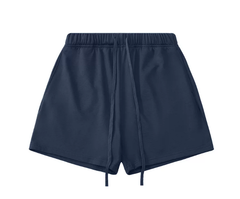 Kanye Navy Blue Solid‑Color Drawstring Loose‑Fit Casual Sweat Shorts