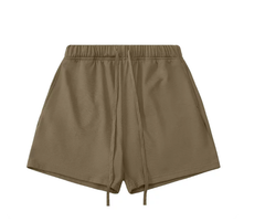 Kanye Brown Solid‑Color Drawstring Loose‑Fit Casual Sweat Shorts